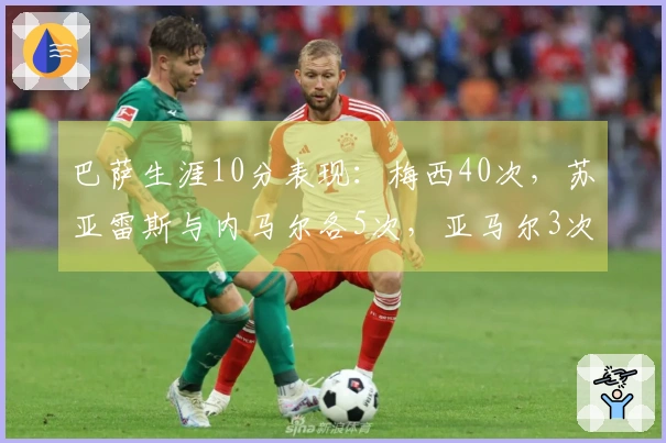 巴萨生涯10分表现：梅西40次，苏亚雷斯与内马尔各5次，亚马尔3次